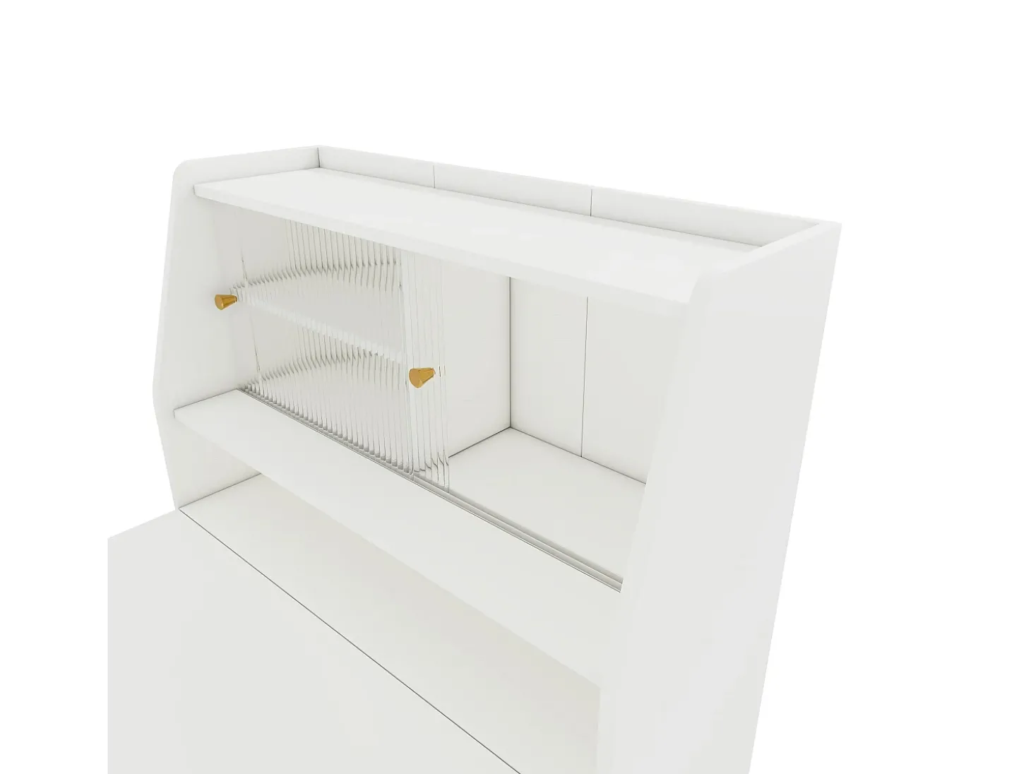 Aparador、Armário bar retrátil - com compartimentos por cima - estilo moderno - Branco
