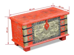 Arca arrumos madeira de mangueira 80x40x45 cm vermelho