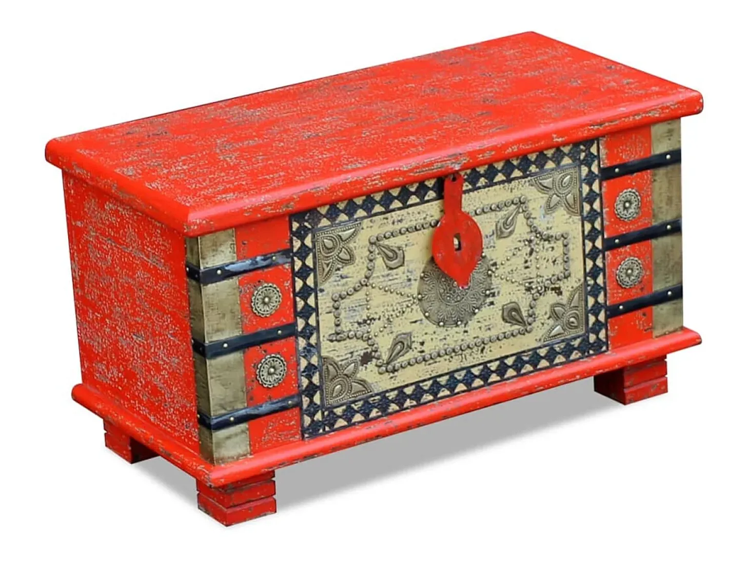 Arca arrumos madeira de mangueira 80x40x45 cm vermelho PT139700