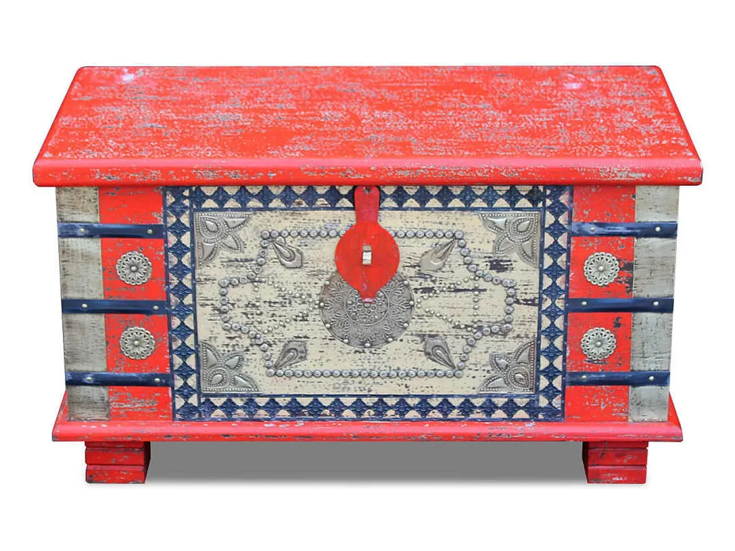Arca arrumos madeira de mangueira 80x40x45 cm vermelho PT139700