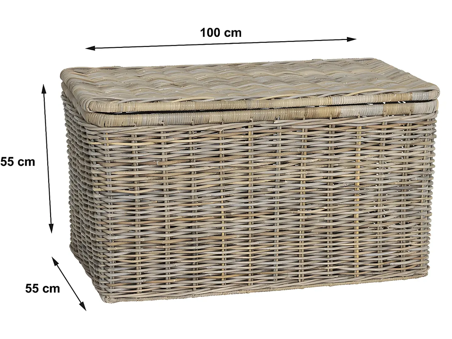 Arca de arrumação em kubu TIMGAD - C100 x L55 x A55 cm - Cinza