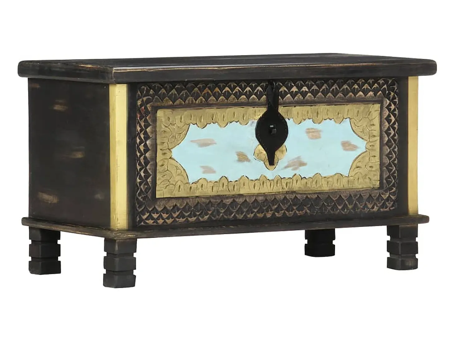 Arca de arrumação 80x40x45 cm madeira de mangueira maciça preto PT214824