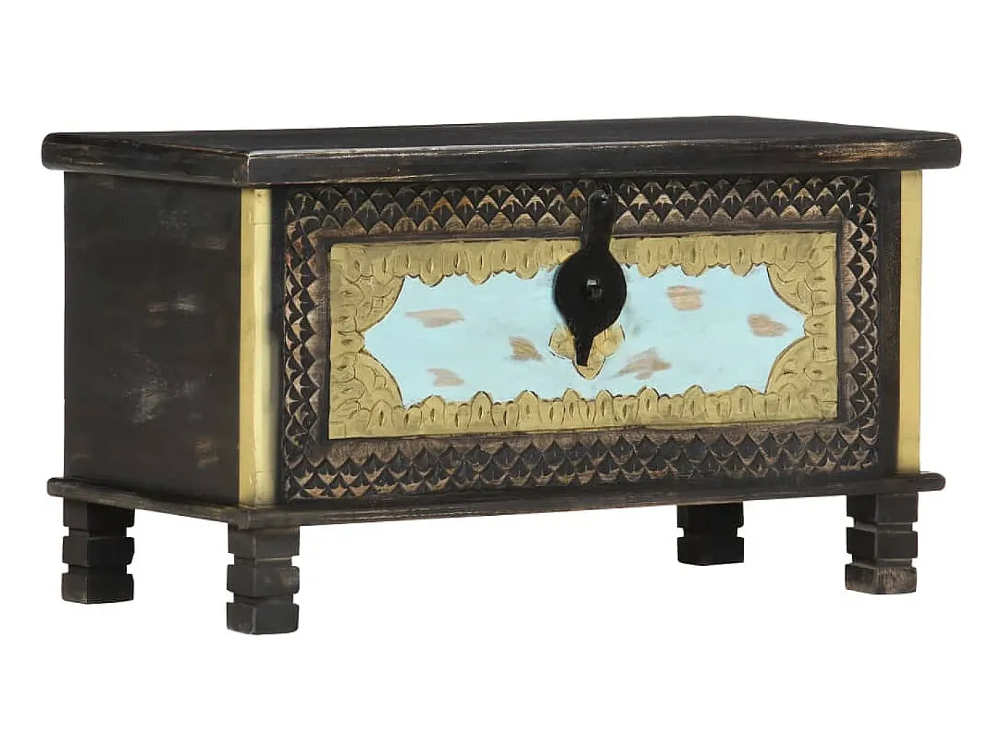 Arca de arrumação 80x40x45 cm madeira de mangueira maciça preto PT214824