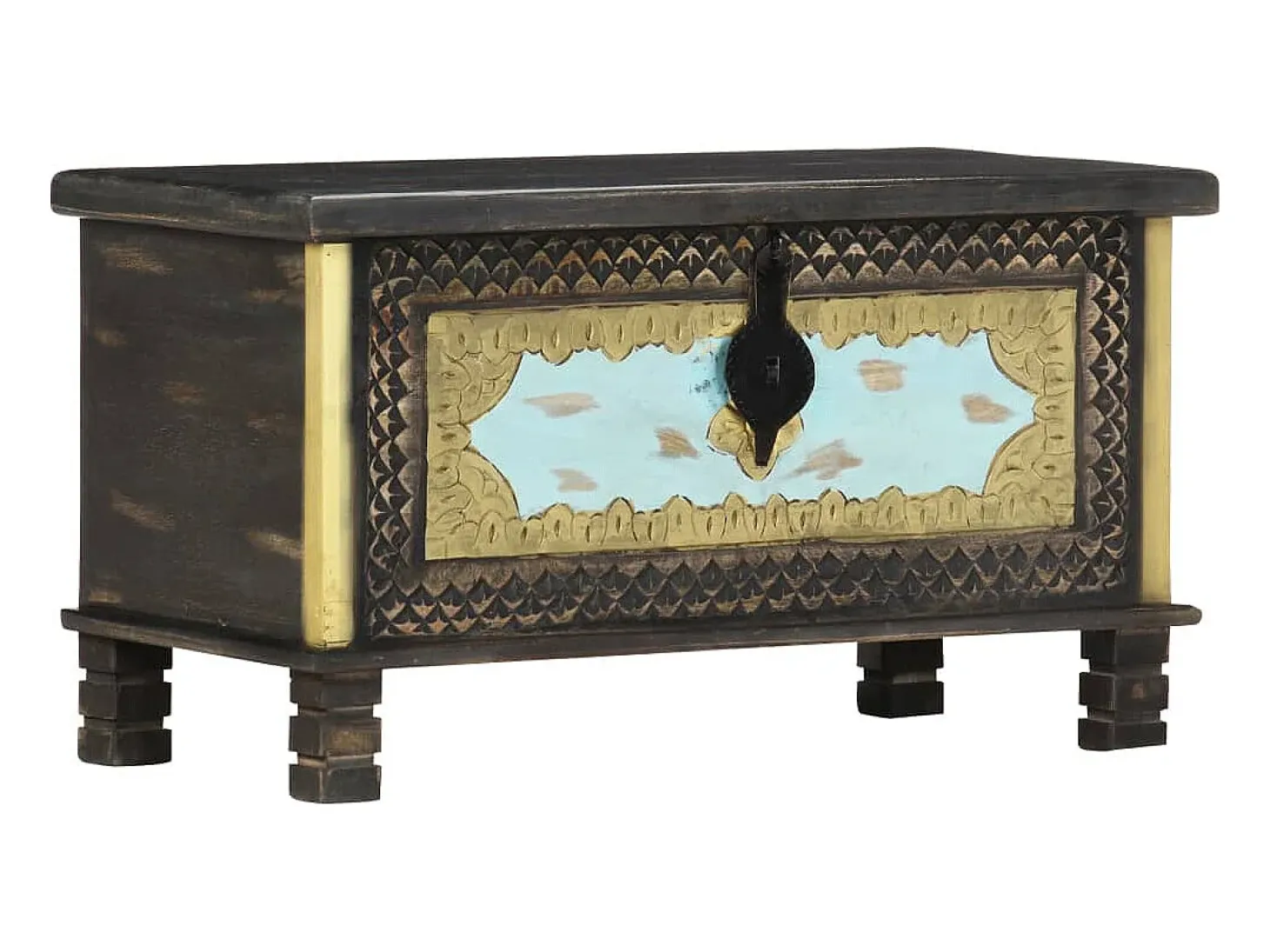 Arca de arrumação 80x40x45 cm madeira de mangueira maciça preto PT214824