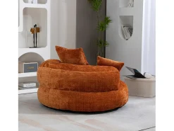 Armchair Pouf Pouf - tecido de lagarta laranja - com 3 travesseiros - Max 250kg Load - 108x108x52cm