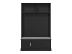 Armário - 120 x 40 x 191 cm - com sapateira + guarda-roupa + 6 ganchos triplos - aglomerado - preto