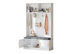 Armário - 120 x 40 x 191 cm - com sapateira + guarda-roupa + 6 ganchos triplos - aglomerado - branco