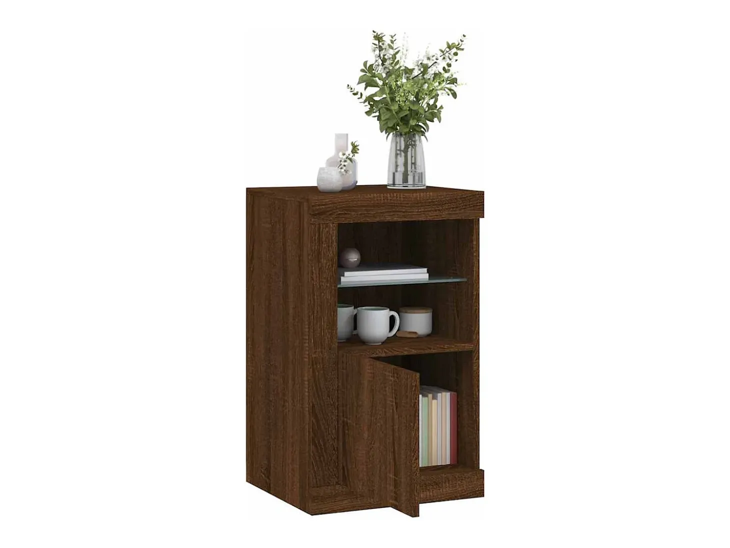 Armário apoio c/ luzes LED derivados madeira carvalho castanho