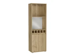 Armário bar em melamina Prana com 4 prateleiras, 2 portas, 4 suportes para garrafas e 6 suportes para copos, bege, 180 cm X 58.4 cm X 37 cm