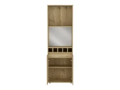 Armário bar em melamina Prana com 4 prateleiras, 2 portas, 4 suportes para garrafas e 6 suportes para copos, bege, 180 cm X 58.4 cm X 37 cm