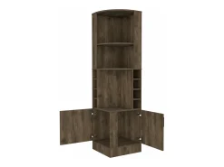 Armário bar em melamina Syrah com 4 prateleiras, 2 portas, 4 suportes para copos e 4 suportes para copos, castanho, 180.6 cm X 46.9 cm X 46.9 cm