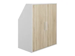 Armário com inclinação 2 portas cor branca e natural - ADEZIO