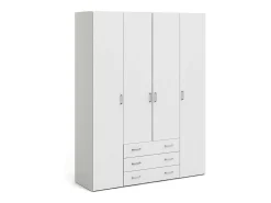 Armário com quatro portas e três gavetas, cor branco, mede 154 x 200 x 49 cm