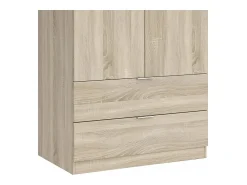 Armário Darest, Armário de quarto com 2 portas e 2 gavetas, Móveis de quarto com barra suspensa, 81x52h180 cm, Carvalho