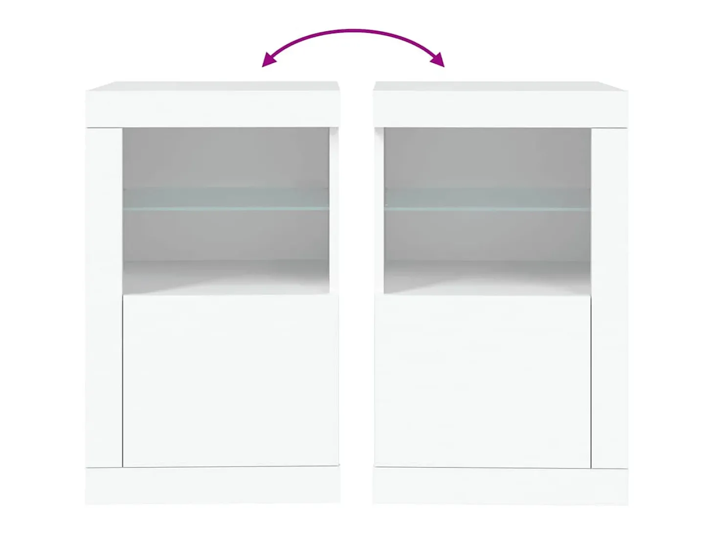 Armário de apoio com luzes LED derivados de madeira branco