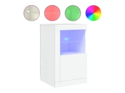 Armário de apoio com luzes LED derivados de madeira branco