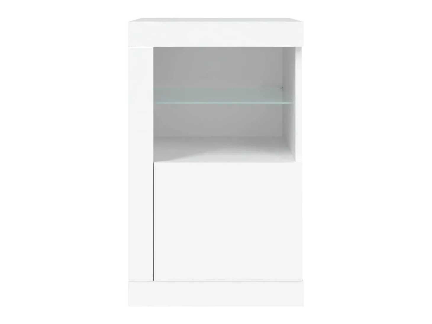 Armário de apoio com luzes LED derivados de madeira branco