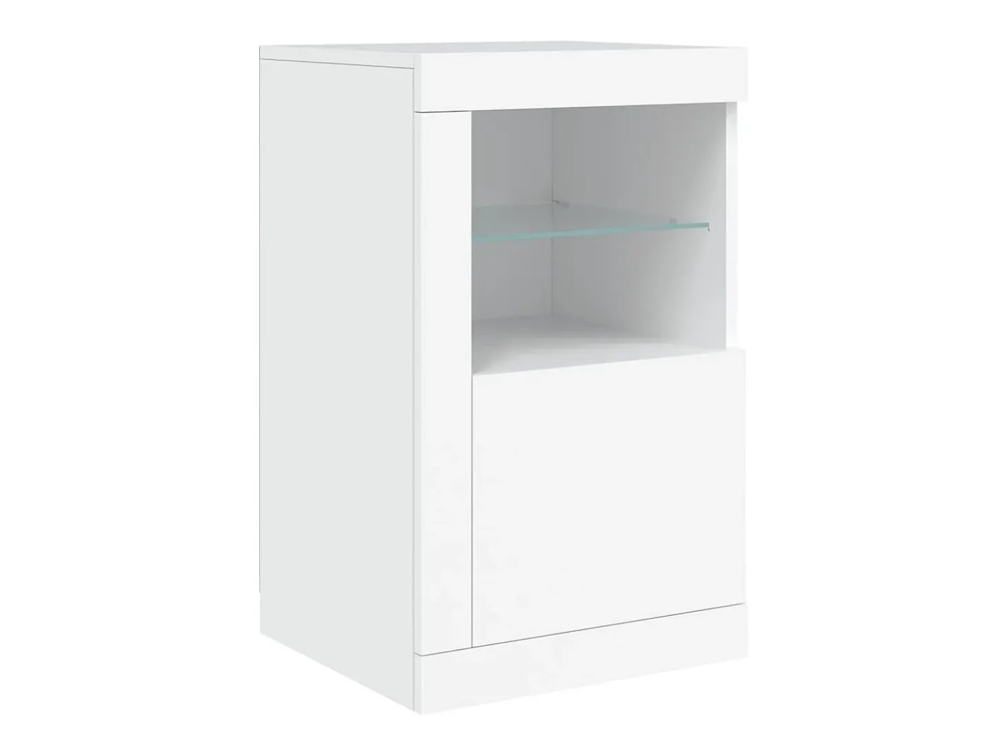 Armário de apoio com luzes LED derivados de madeira branco