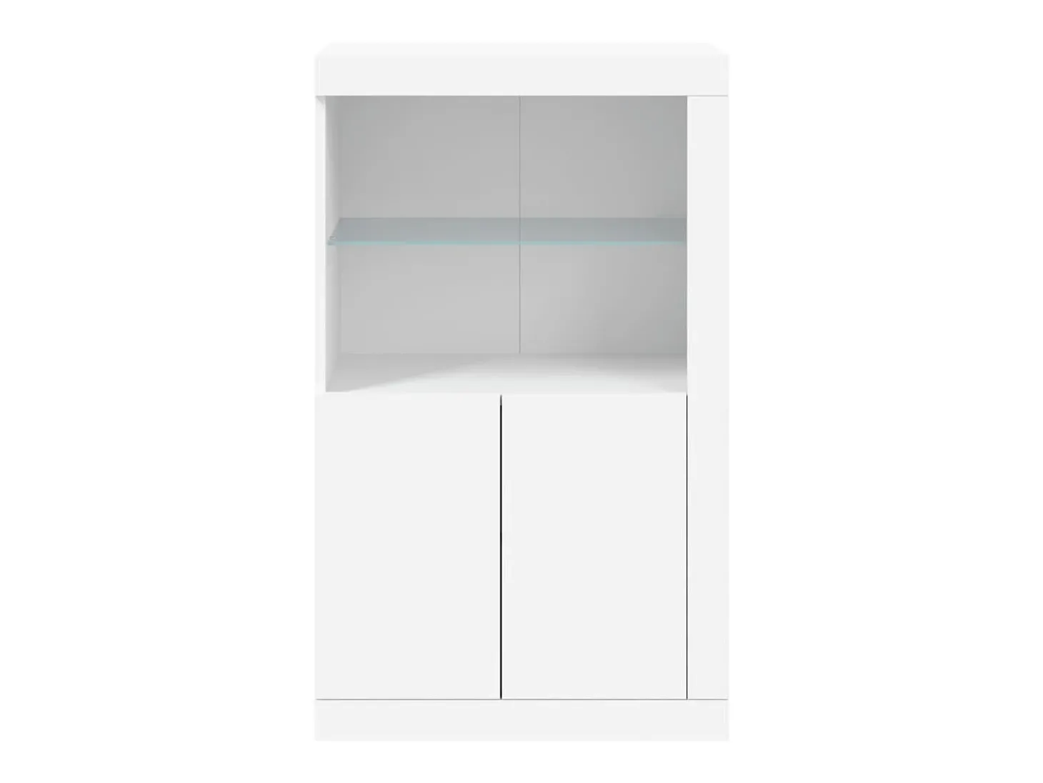 Armário de apoio com luzes LED derivados de madeira branco