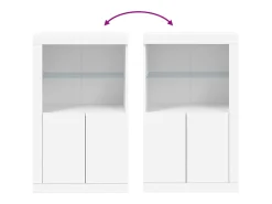 Armário de apoio com luzes LED derivados de madeira branco