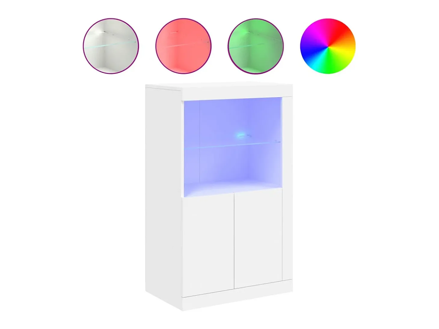 Armário de apoio com luzes LED derivados de madeira branco