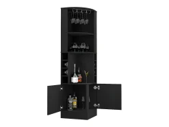Armário de bar de canto Kava Beijing com prateleiras para garrafas , 180.6 cm X 46.9 cm X 46.9 cm , Preto