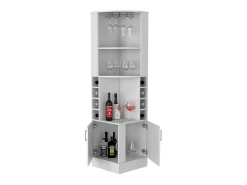 Armário de bar de canto Syrah, com suporte para copos, 180.59 cm X 46.73 cm X 46.73 cm , Branco