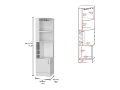 Armário de bar de canto Syrah, com suporte para copos, 180.59 cm X 46.73 cm X 46.73 cm , Branco