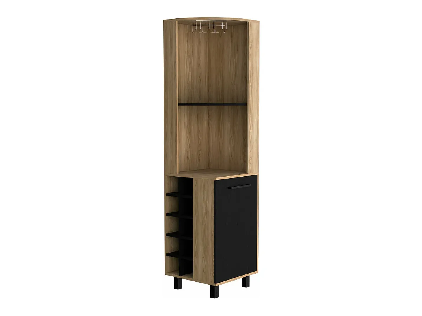 Armário de bar em melamina Kaia com 3 prateleiras, 9 suportes para copos, 10 suportes para garrafas, multicolor, 180 cm X 45 cm X 45 cm X 45 cm