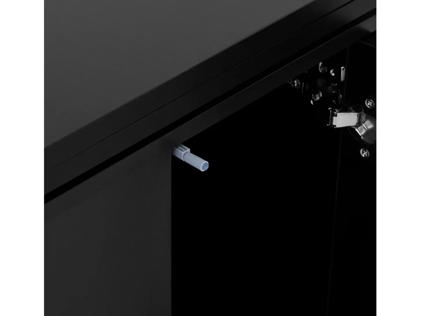Armário de bar giratório preto - Mesa de bar com 2 portas de vidro e 2 compartimentos de arrumação abertos - tampo giratório