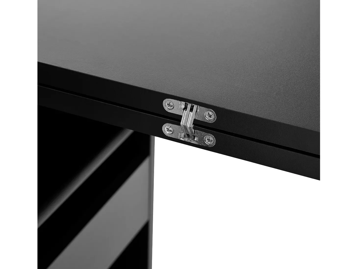 Armário de bar giratório preto - Mesa de bar com 2 portas de vidro e 2 compartimentos de arrumação abertos - tampo giratório