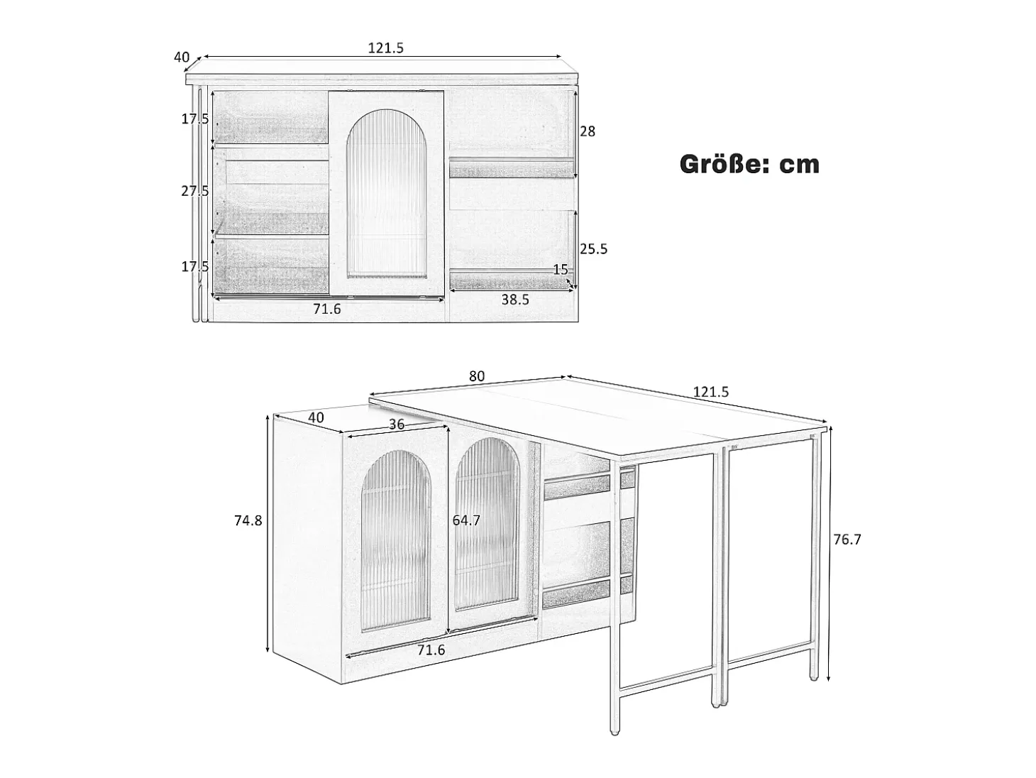 Armário de bar giratório preto - Mesa de bar com 2 portas de vidro e 2 compartimentos de arrumação abertos - tampo giratório