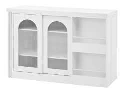 Armário de bar giratório preto - Mesa de bar com 2 portas de vidro e 2 compartimentos de arrumação abertos - tampo giratório