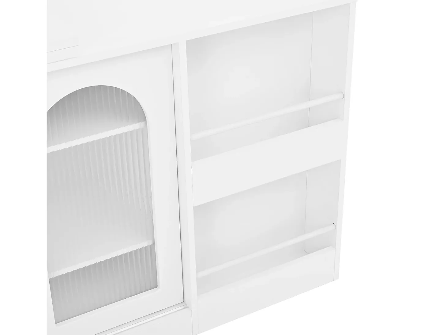 Armário de bar giratório preto - Mesa de bar com 2 portas de vidro e 2 compartimentos de arrumação abertos - tampo giratório
