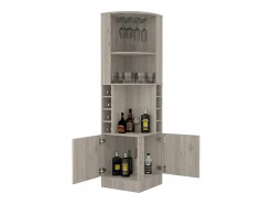 Armário de canto Syrah, com suporte para copos , 180.59 cm X 46.73 cm X 46.73 cm , Cinzento / prateado