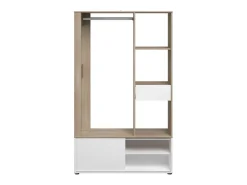 Armário de corredor em carvalho amadeirado/branco com armazenamento 183x110x40 cm