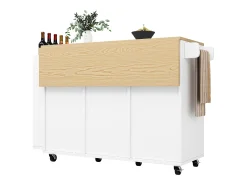Armário de cozinha com porta - 110 x 42 x 90 cm - carrinho de cozinha com 3 gavetas - MDF - Branco