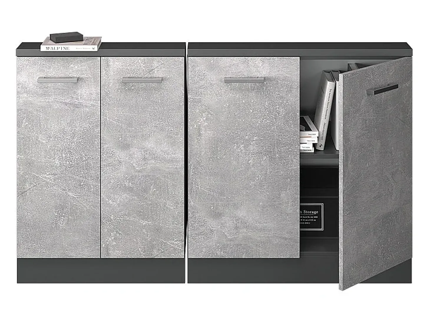 Armário de cozinha para sótão inclinado betão 140x46x81.6 r-line