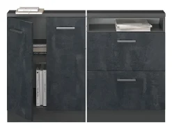 Armário de cozinha para sótão inclinado concreto preto 120x46x81.6 r-line