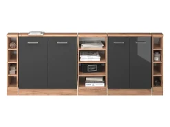 Armário de cozinha para sótão inclinado antracite alto brilho 210x46x81.6 r-line