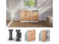Armário de cozinha para sótão inclinado carvalho goldkraft 60x46x81.6 r-line