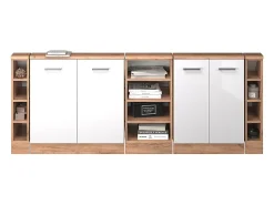 Armário de cozinha para sótão inclinado branco alto brilho 210x46x81.6 r-line