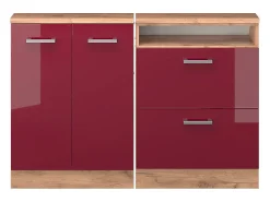 Armário de cozinha para sótão inclinado vermelho alto brilho 120x46x81.6 r-line