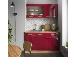 Armário de cozinha para sótão inclinado vermelho alto brilho 120x46x81.6 r-line