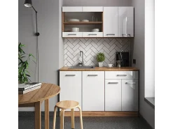Armário de cozinha para sótão inclinado branco alto brilho 80x46x81.6 r-line