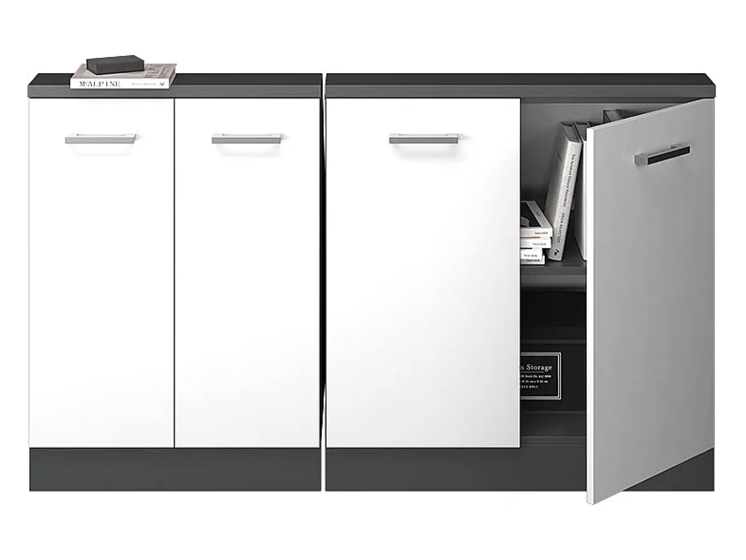 Armário de cozinha para sótão inclinado branco alto brilho 140x46x81.6 r-line