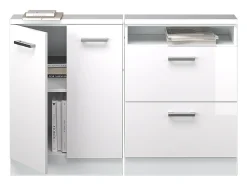 Armário de cozinha para sótão inclinado branco alto brilho 120x46x81.6 r-line