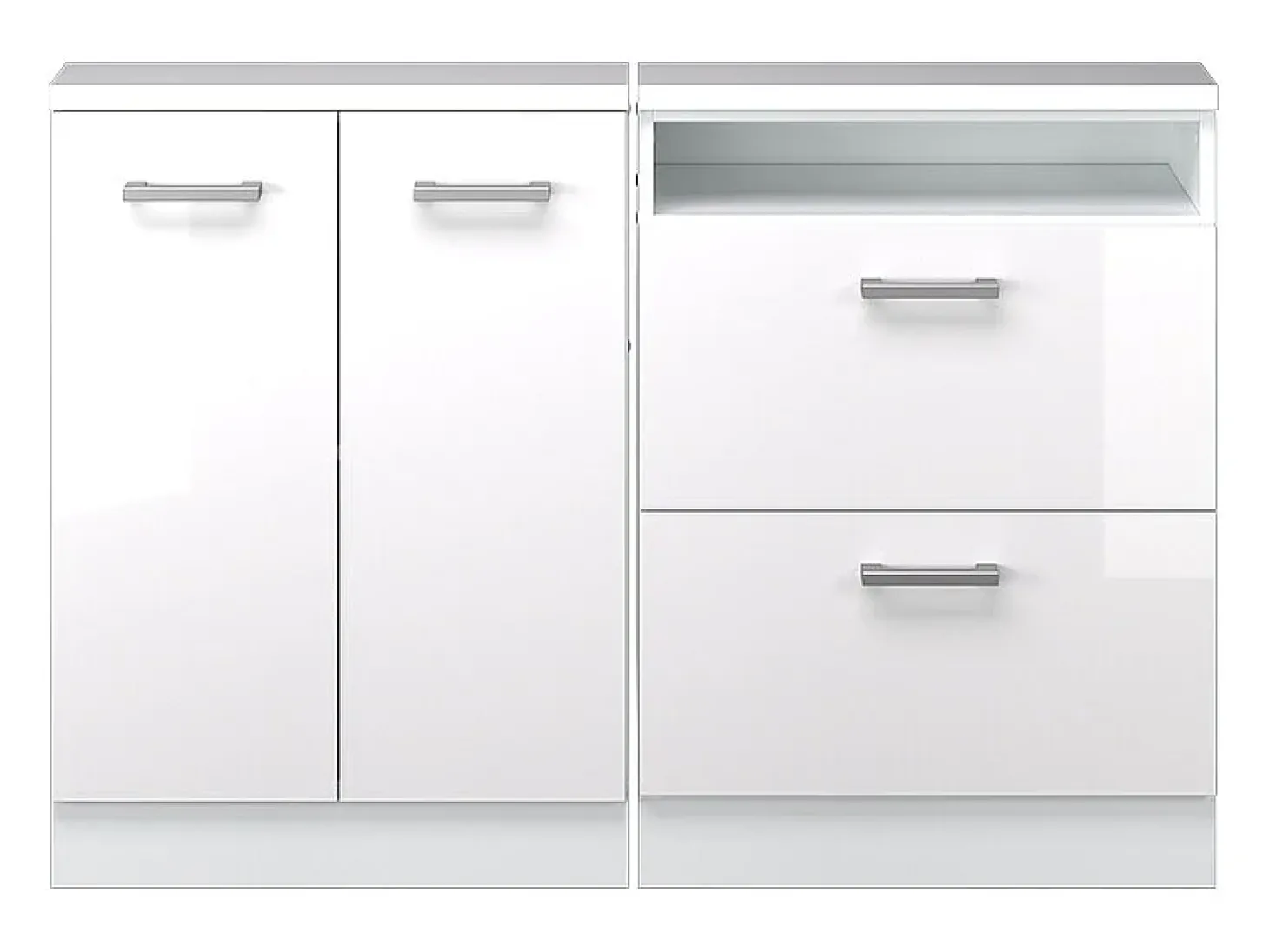 Armário de cozinha para sótão inclinado branco alto brilho 120x46x81.6 r-line