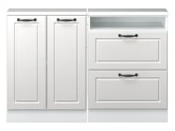 Armário de cozinha para sótão inclinado casa de campo branca 120x46x81.6 r-line