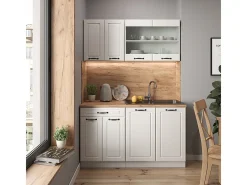 Armário de cozinha para sótão inclinado casa de campo branca 120x46x81.6 r-line